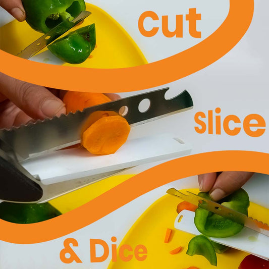 Kooking Vegetable Scissors kitchenware with built in cutting board cut, slice, and dice vegetables like carrot and capcicum